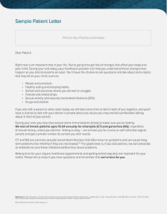 Adolescent Patient Letter